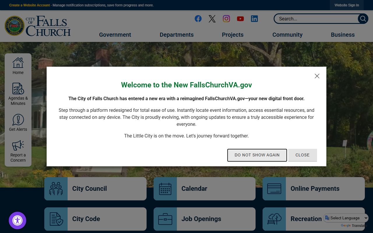 Falls Church released inmates city website portal