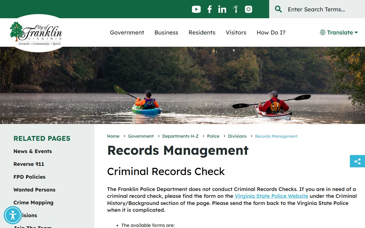 Franklin released inmates police records page