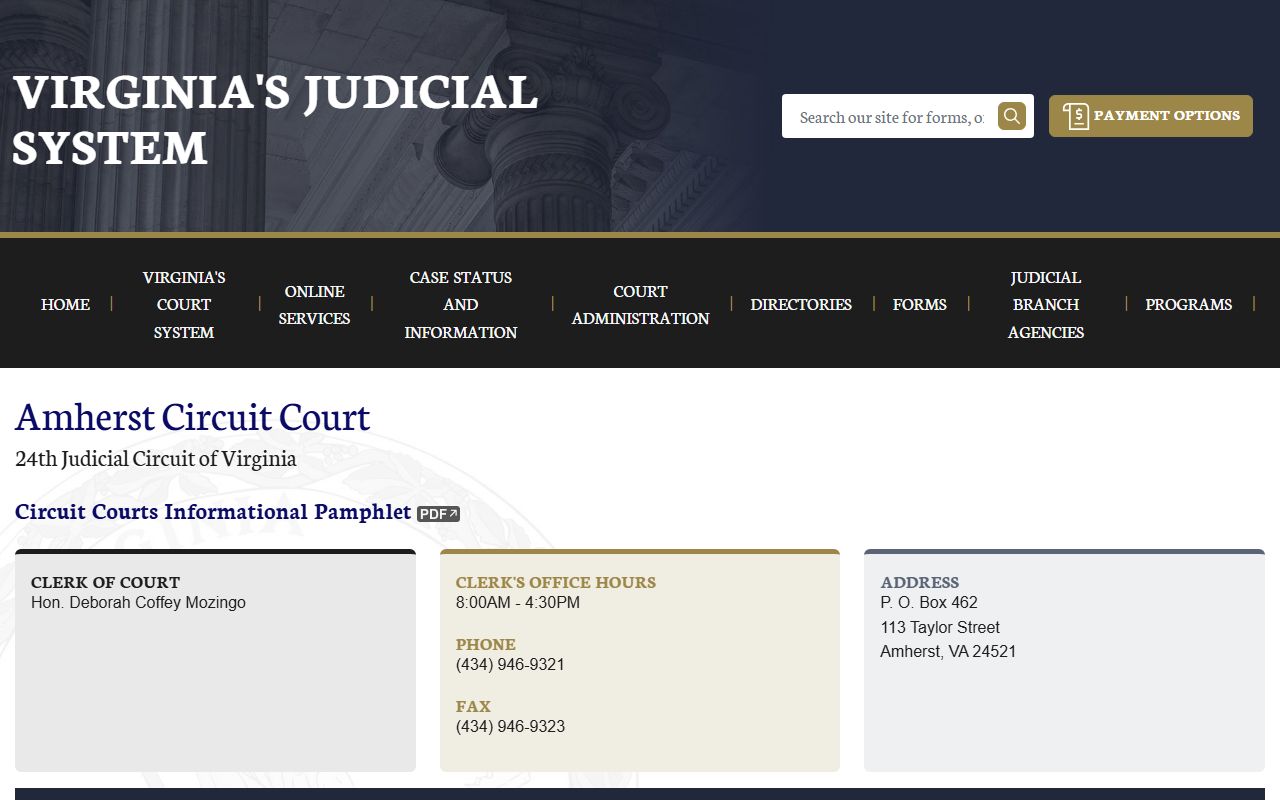 Amherst County released inmates Circuit Court page