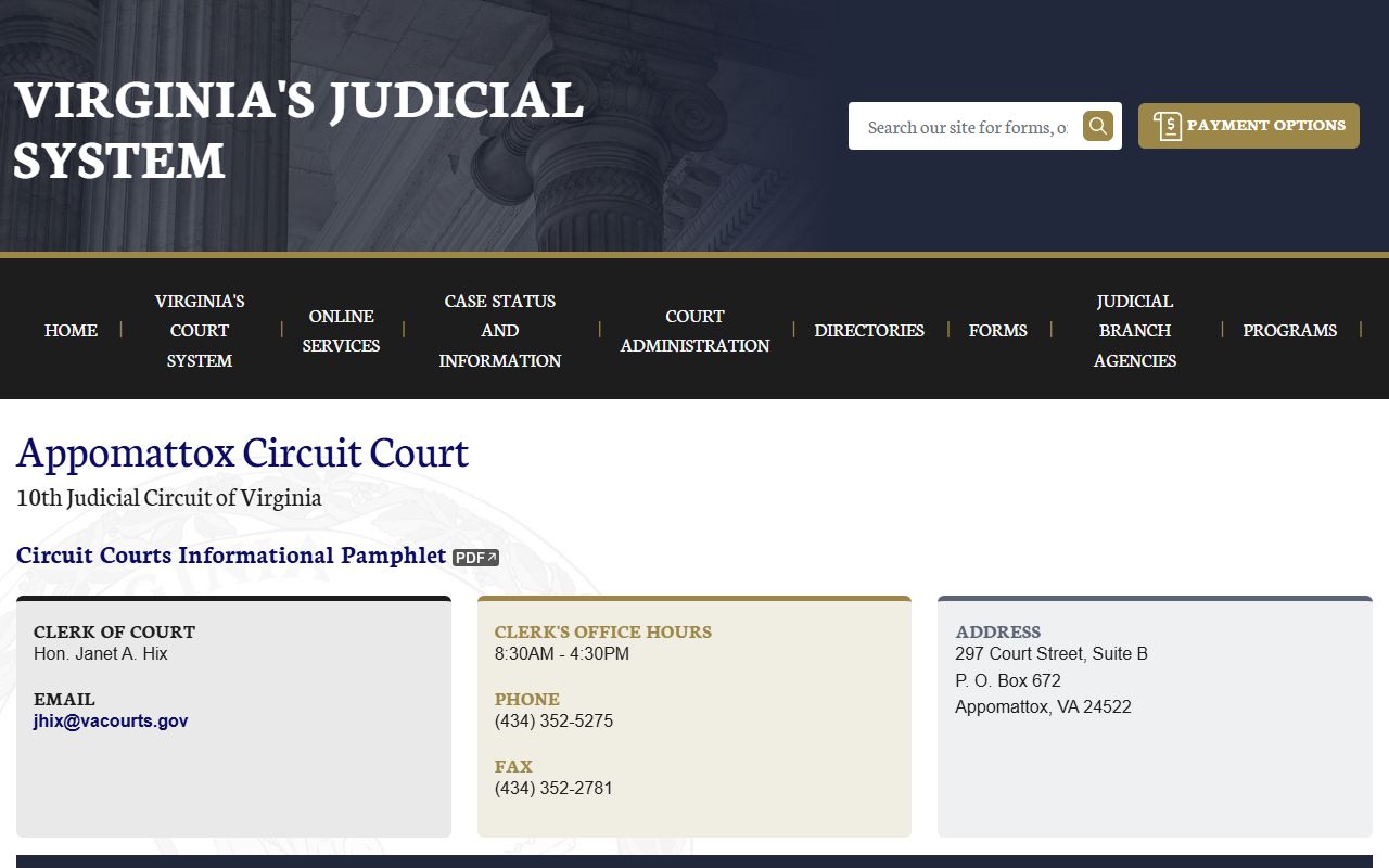 Appomattox County released inmates Circuit Court page