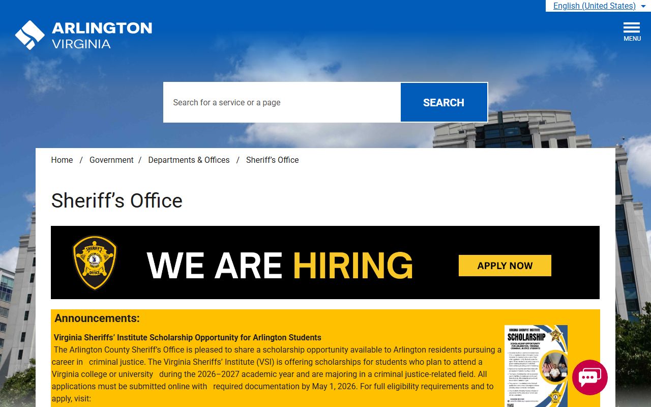 Arlington County released inmates Sheriff Office page