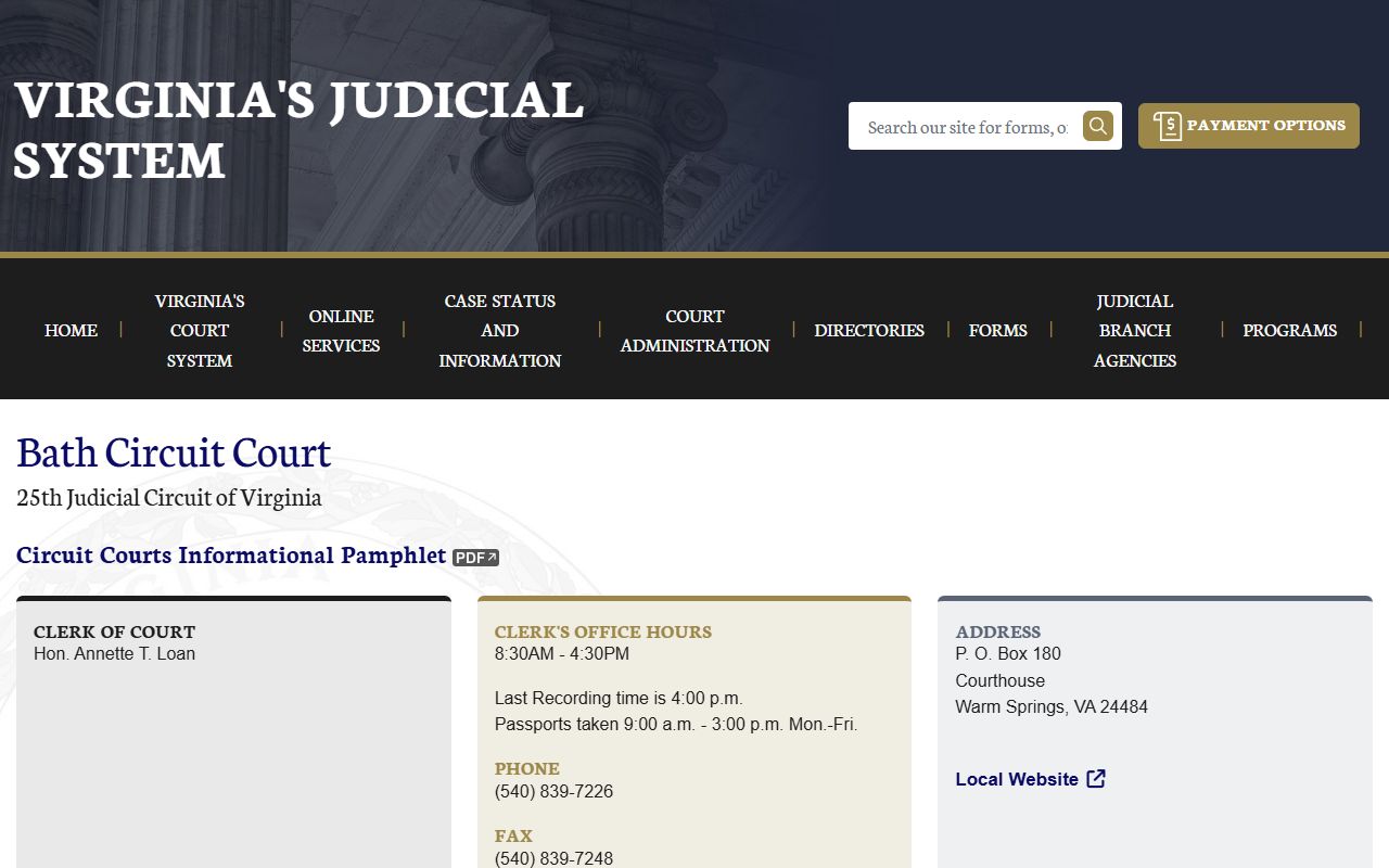 Bath County released inmates Circuit Court page