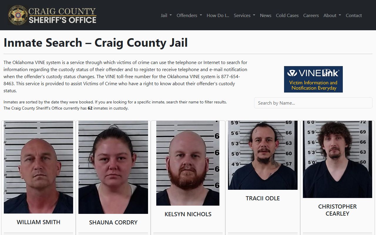 Craig County released inmates Sheriff inmate search