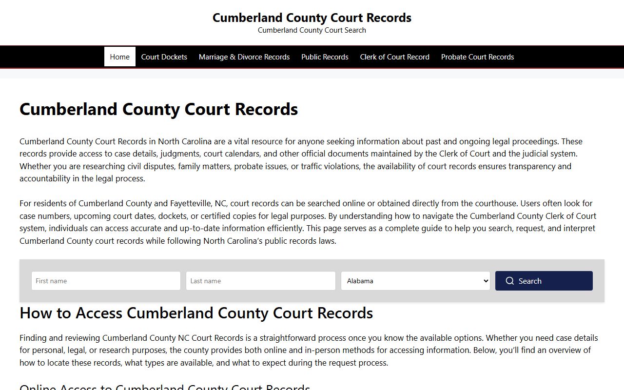Cumberland County released inmates courts page