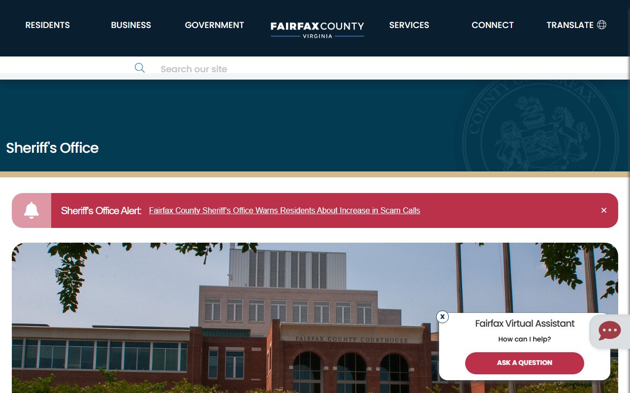 Fairfax County released inmates Sheriff Office page
