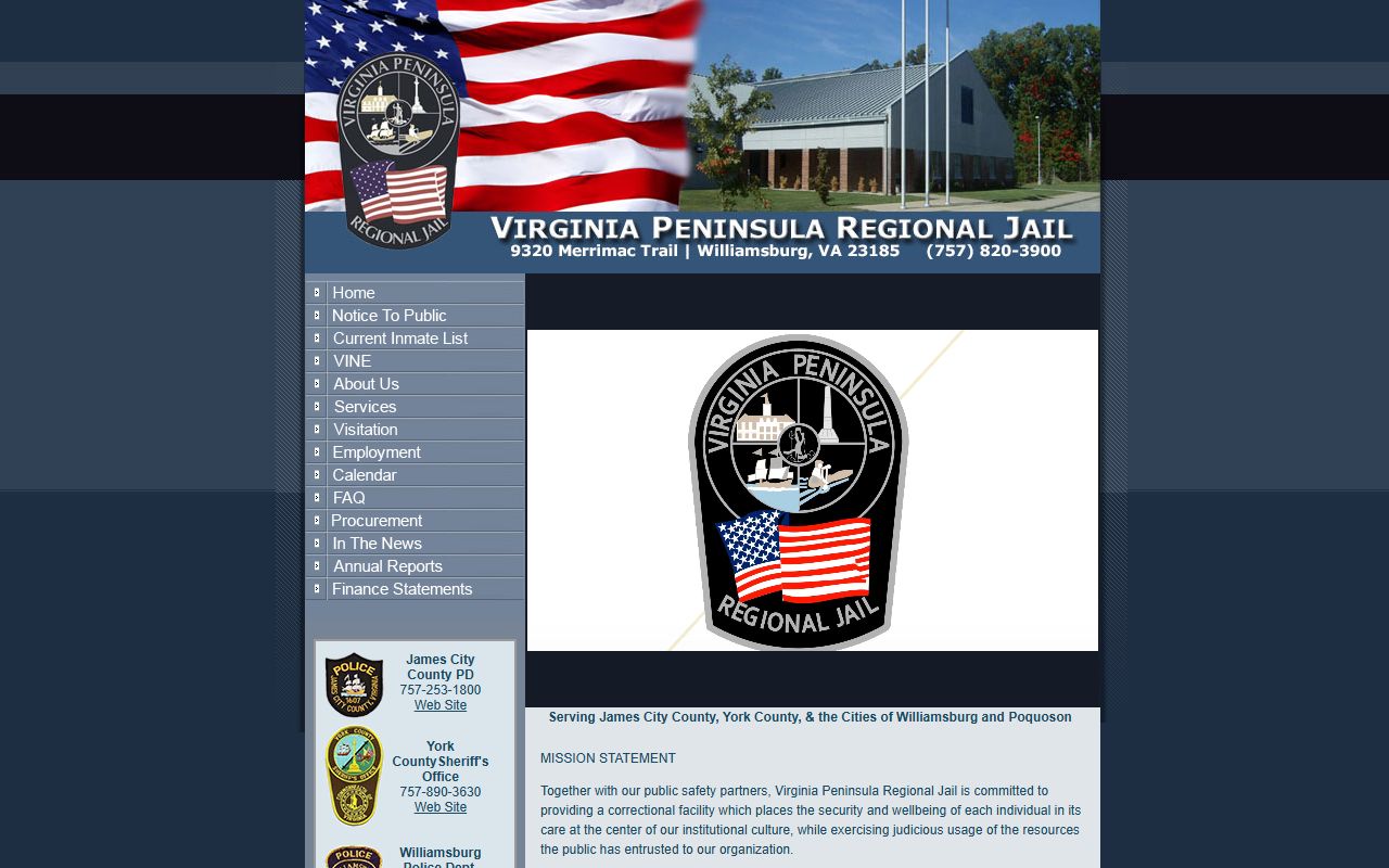 Virginia Peninsula Regional Jail Gloucester County released inmates page