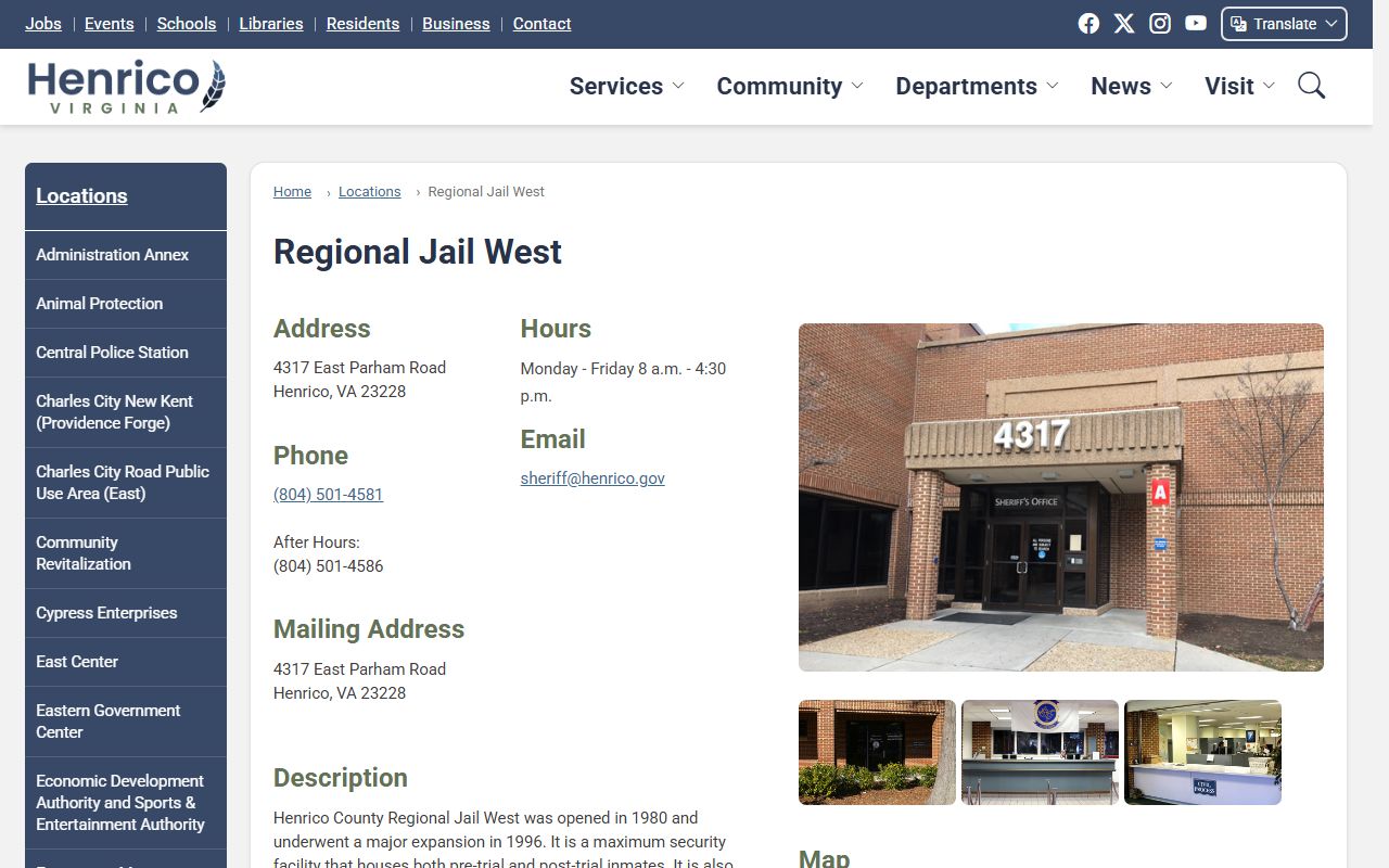 Henrico Regional Jail West Henrico County released inmates page