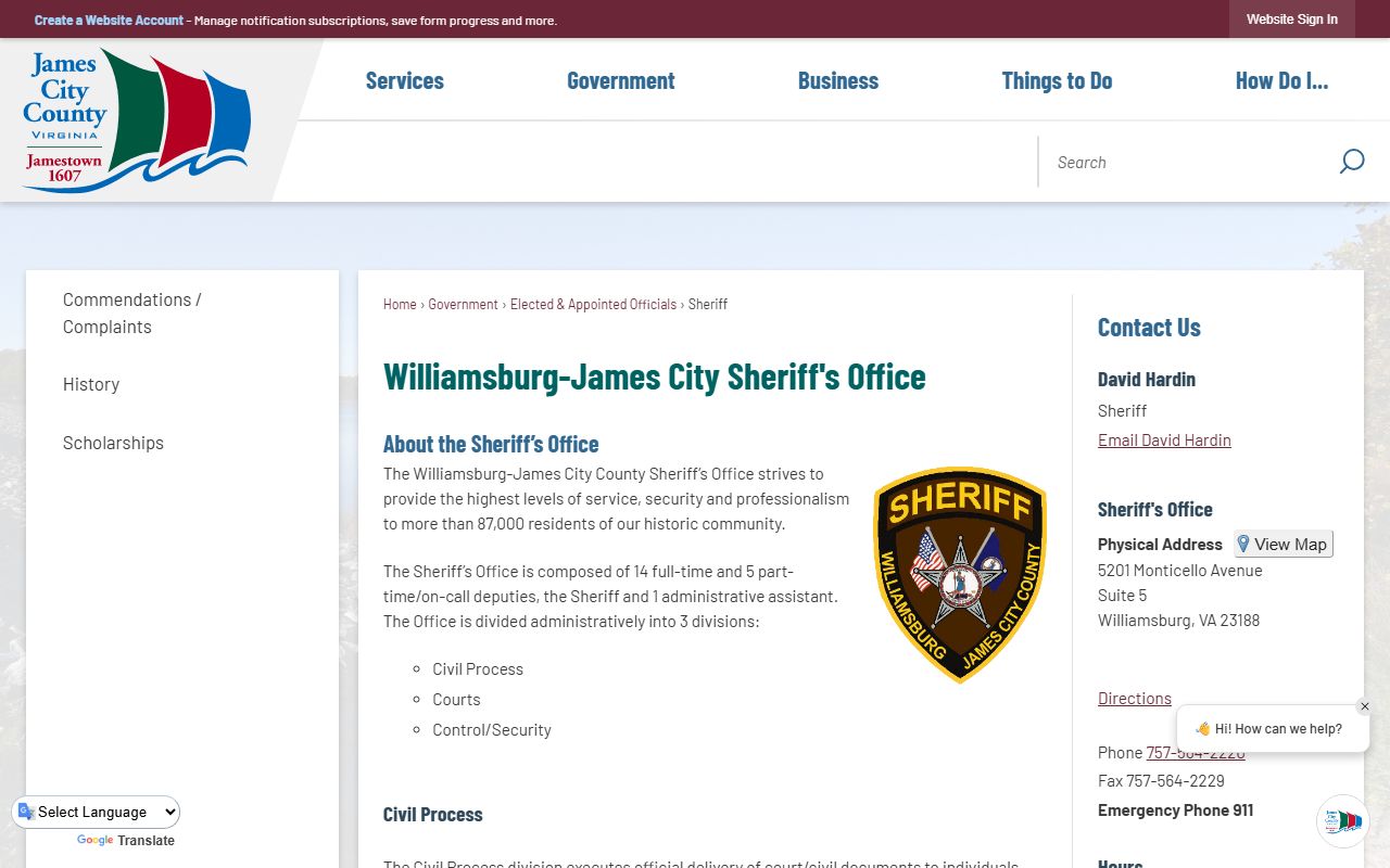 James City County released inmates Sheriff Office page