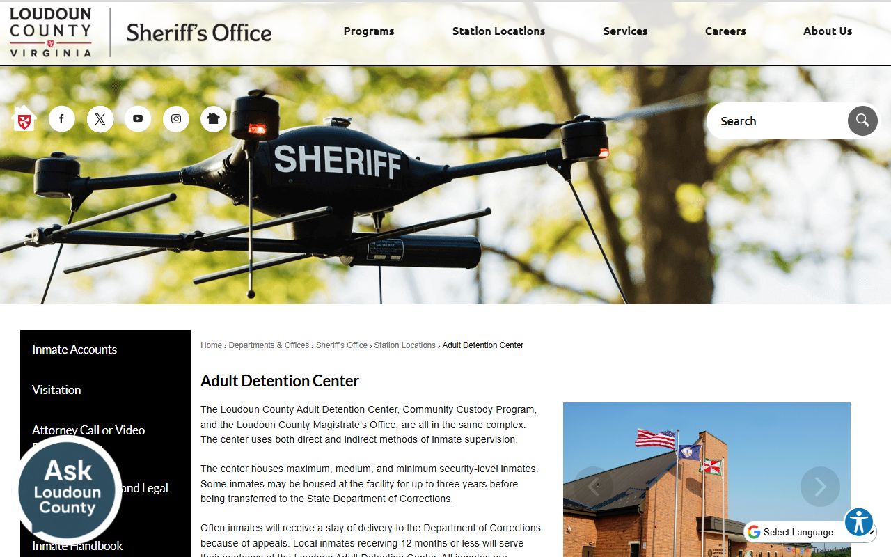 Loudoun County released inmates Adult Detention Center page