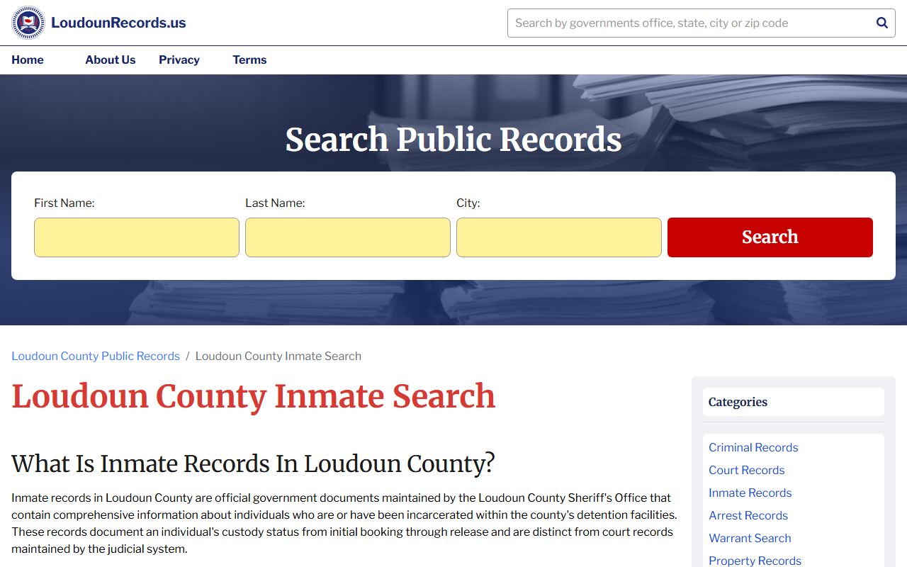 Loudoun County released inmates online search guide