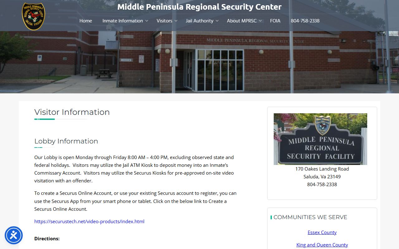 Middlesex County released inmates MPRSC visitor information