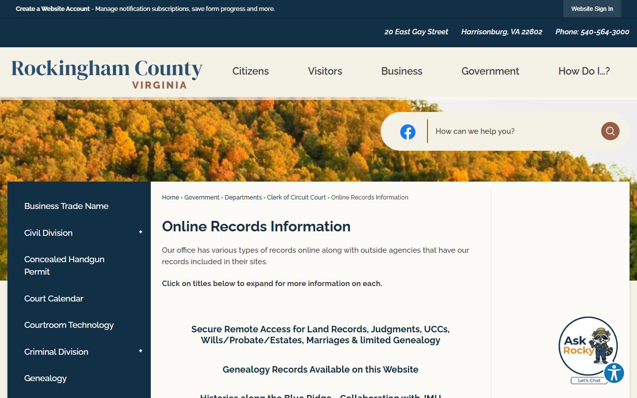 Rockingham County released inmates online records information page