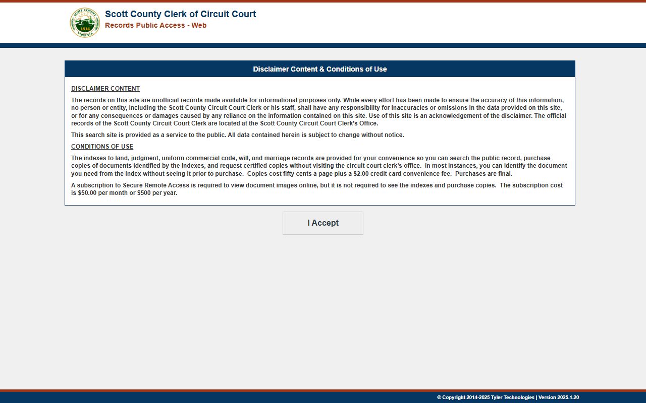 Scott County released inmates court records page