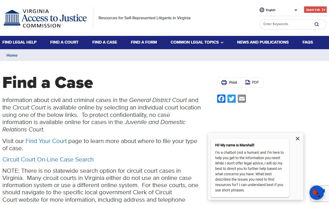Virginia released inmates General District Court case lookup