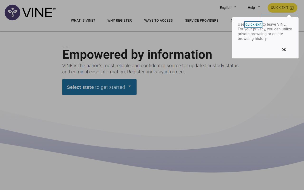 Virginia released inmates VINE Link victim notification system
